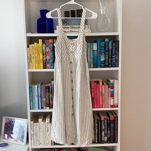 Gray-Striped Button-Front Maternity Sundress